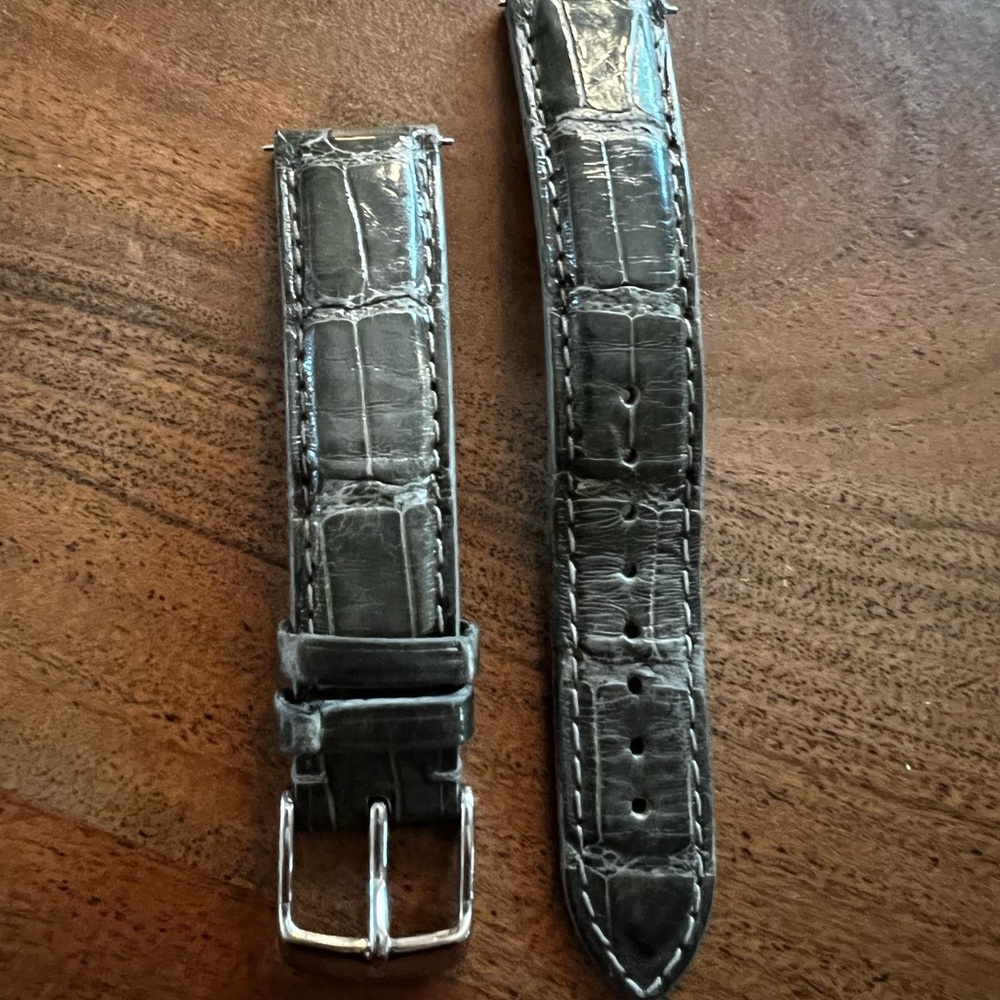 Olive alligator Michele leather watch band 18